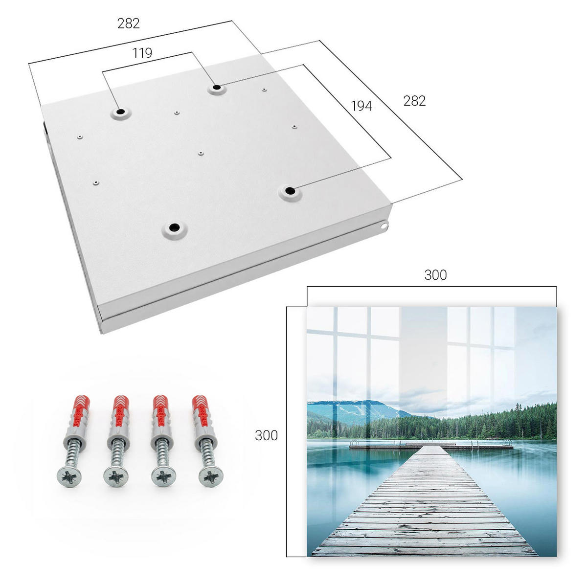 SCHLÜSSELBOX Weiß 30x30 cm – Türöffnung nach rechts - See der Ruhe - Blau, Metall (30/30/5cm) - TULUP