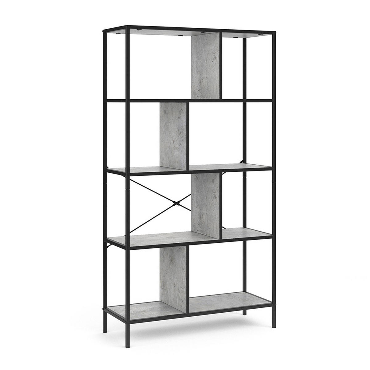 RAUMTEILER Fyrk, Beton/Schwarz, 80 x 146 cm - Grau, Holzwerkstoff (80/146/30cm) - Vicco