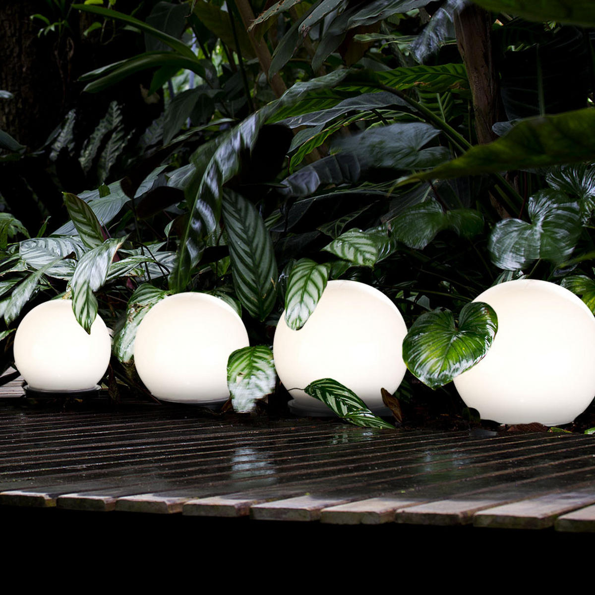 LED AUSSENLEUCHTE Kugel Weiß 6er Set - Weiß, Kunststoff (10/10/39cm) - Globo Lighting