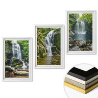 WANDBILDER 3er-Set - 40x60 cm Weißer Rahmen - Wasserfälle, grüne Umgebung - Weiß, Kunststoff (40/60cm) - ArtPrintCave