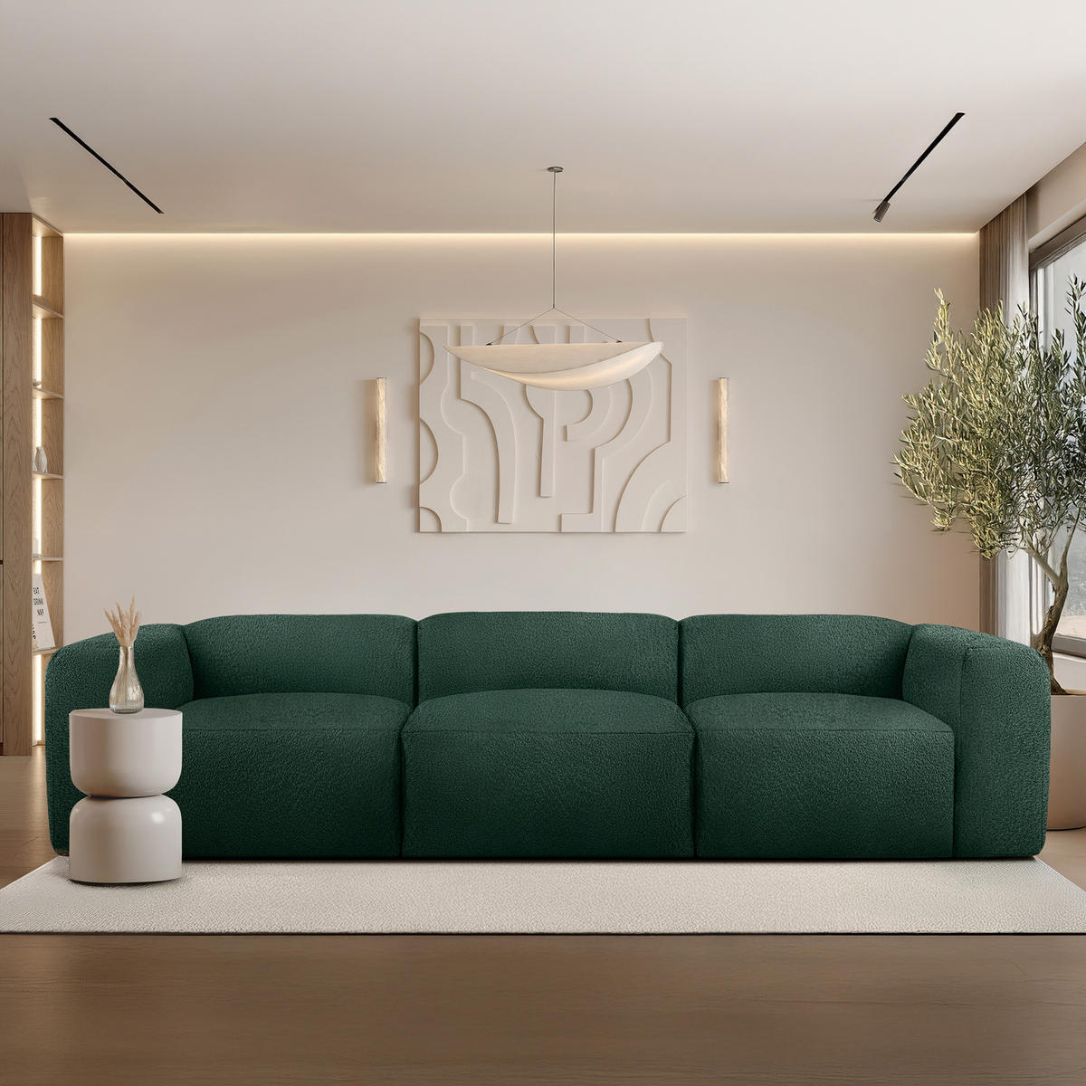 3-SITZER SOFA BUFFO, Dunkelgrün - Dunkelgrün, Holz/Holzwerkstoff (290/73/96cm) - KONSIMO®