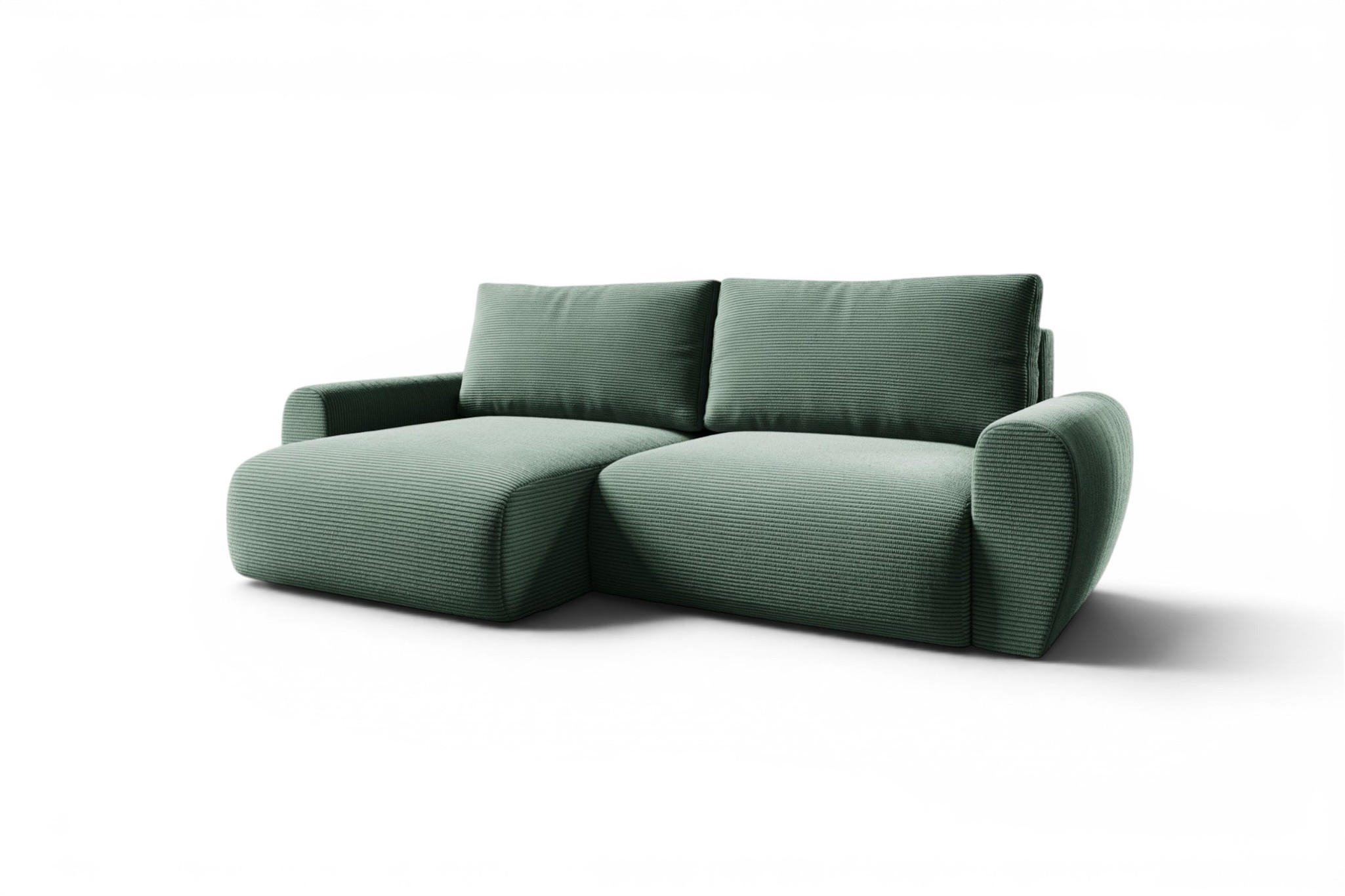ECKSOFA Galan Mit Schlaffunktion - Grün, Holzwerkstoff/Textil (253/153cm) - Fun Möbel