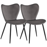 ESSZIMMERSTUHL 2 Samt Dunkelgrau - Dunkelgrau/Schwarz, Textil/Metall (50/80/58cm) - CLP