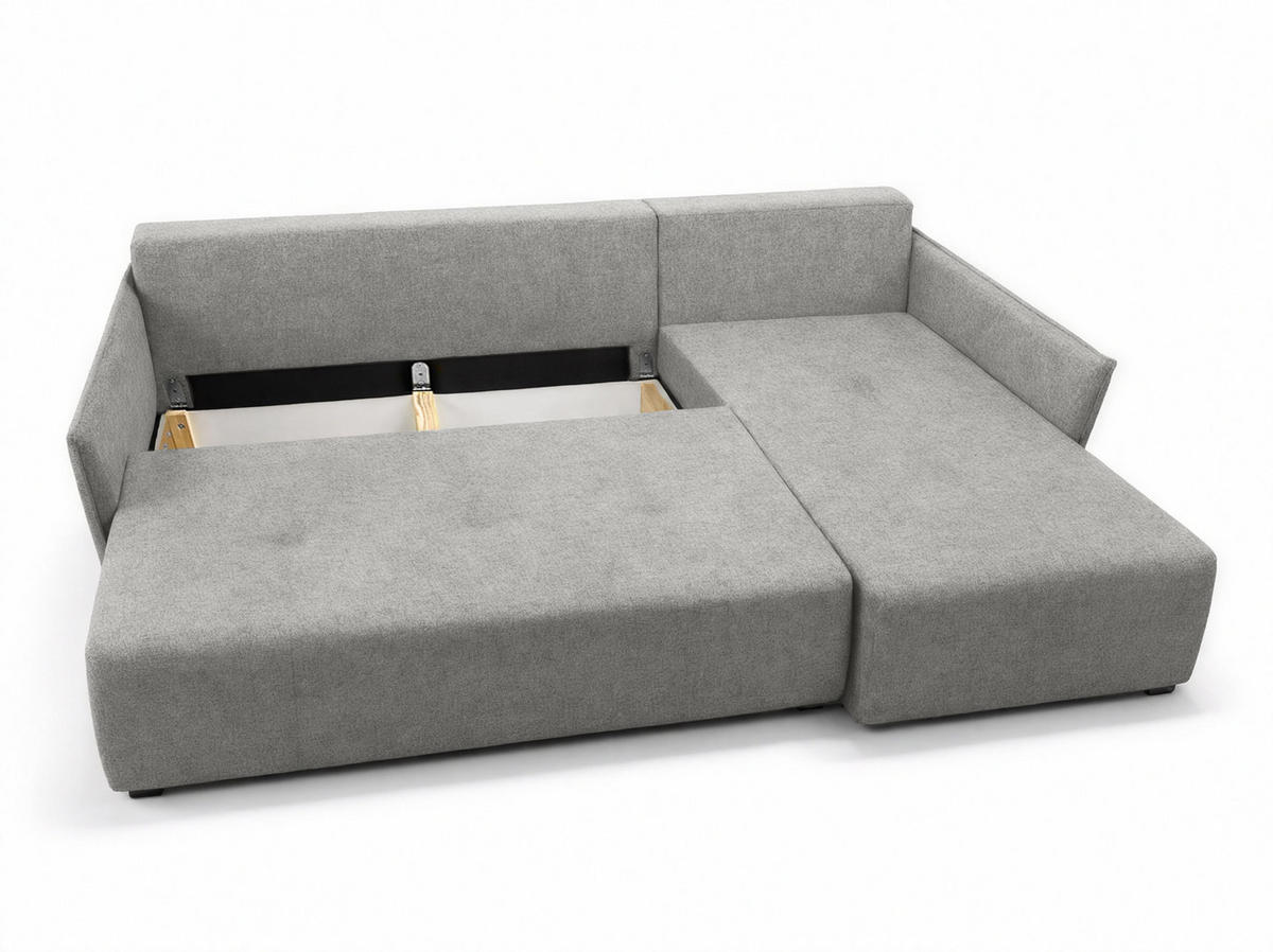 ECKSOFA L Form Damascus Hellgrau 212/143/88 cm Rechts mit Schlaffunktion - Hellgrau/Schwarz, Kunststoff/Textil (212/143cm) - AX Living
