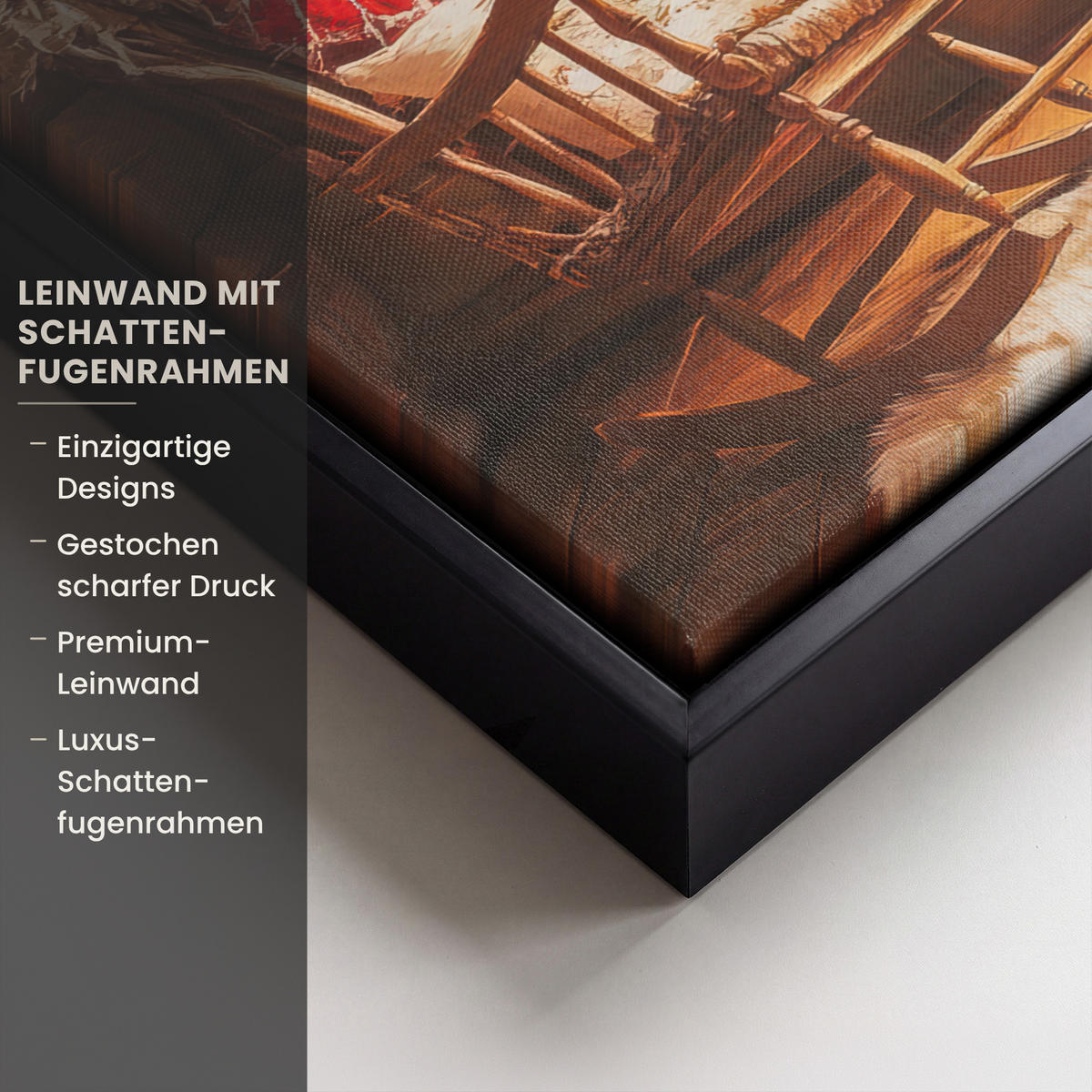 LEINWAND Bilder mit Rahmen - Winter - Weihnachten - Zuhause - Kamin - 30x20 - Bernsteinfarben, Textil (30/20cm) - MuchoWow