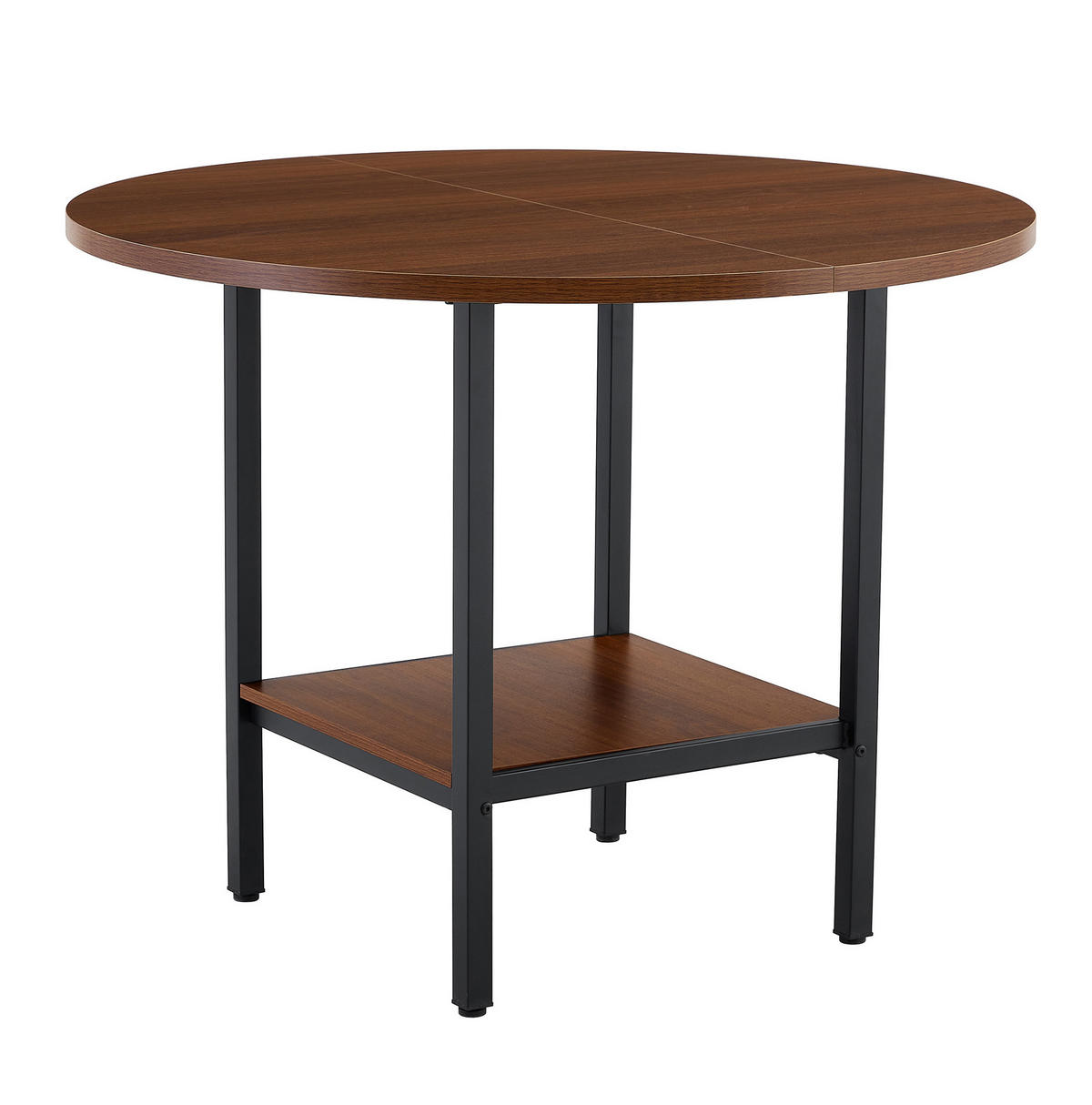 JEDÁLENSKÝ stôl 100/77 cm, MDF a kov, orechová, s odkladacou policou - farba vlašského orecha, kompozitné drevo (100/100/77cm) - BEAOK