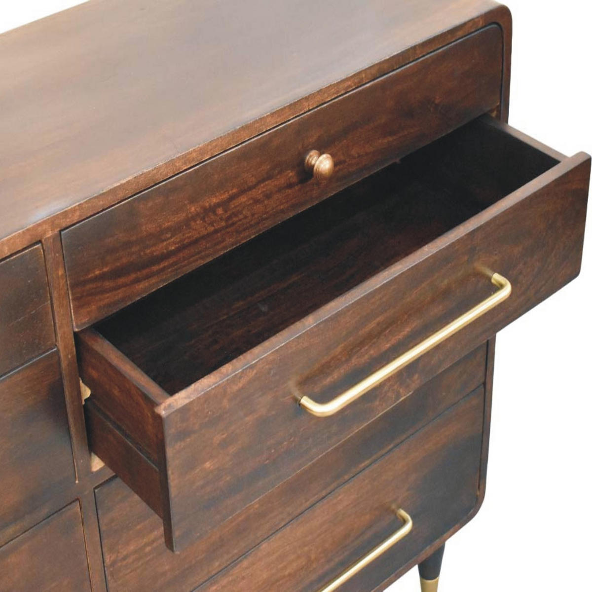 KOMMODE mit edlem Velvet-Mocha-Finish, 6 Schubladen, dunkelbraun - Dunkelbraun, Holz (130/85/35cm) - Artisan Furniture