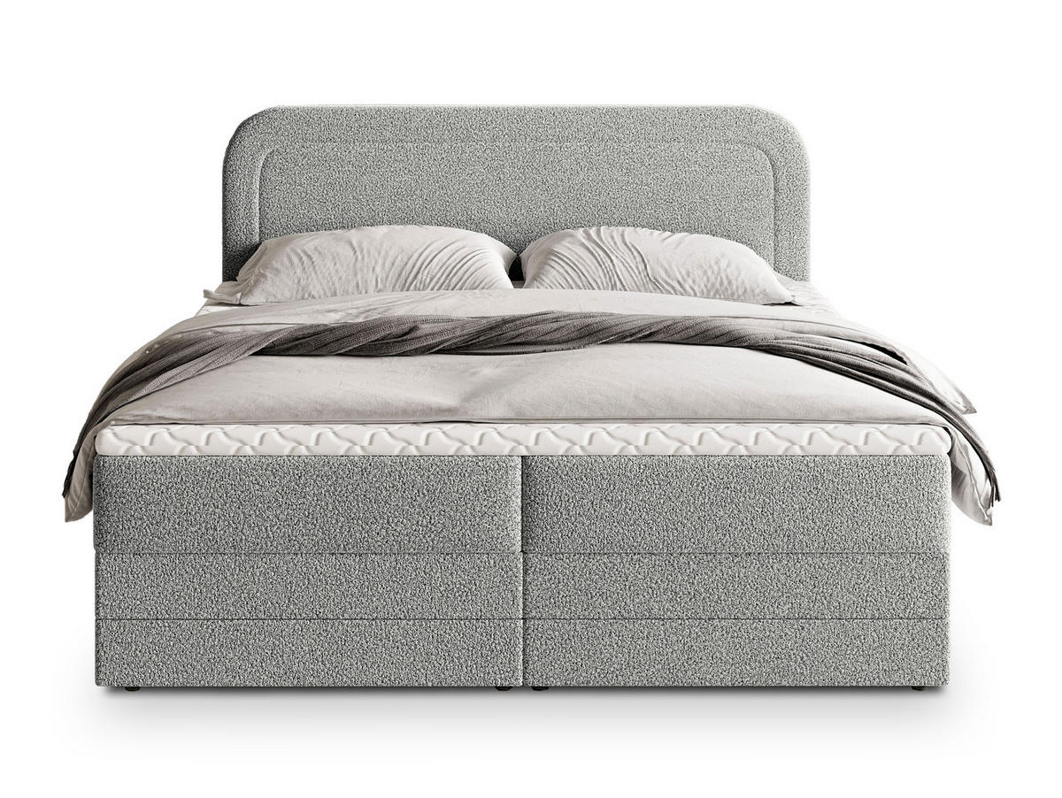 POSTEL BOXSPRING ARMEL 160x200 cm, s matrací a úložným prostorem, světle šedá - světle šedá, kompozitní dřevo/textil (160/200cm) - MASSENO