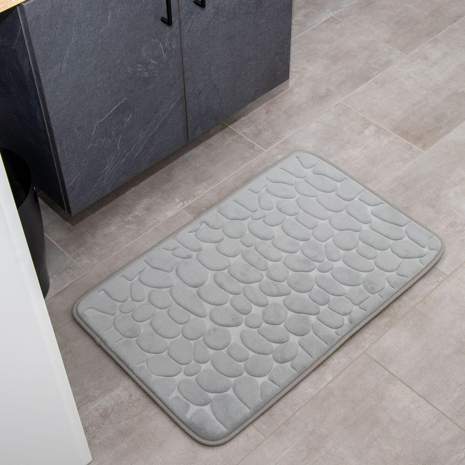 BADEMATTE rutschfest mit Memory-Schaum (Grau) - Grau, Textil (50/80cm) - Intirilife