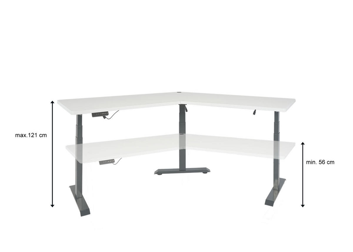 SCHREIBTISCH rechteckig Weiß, Grau - Weiß/Grau, Metall (75/257/121cm) - Jamb