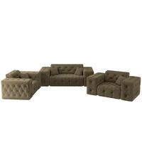 SOFASET Chantal In Moly - Grün, Holzwerkstoff/Textil (186/78/96cm) - Fun Möbel