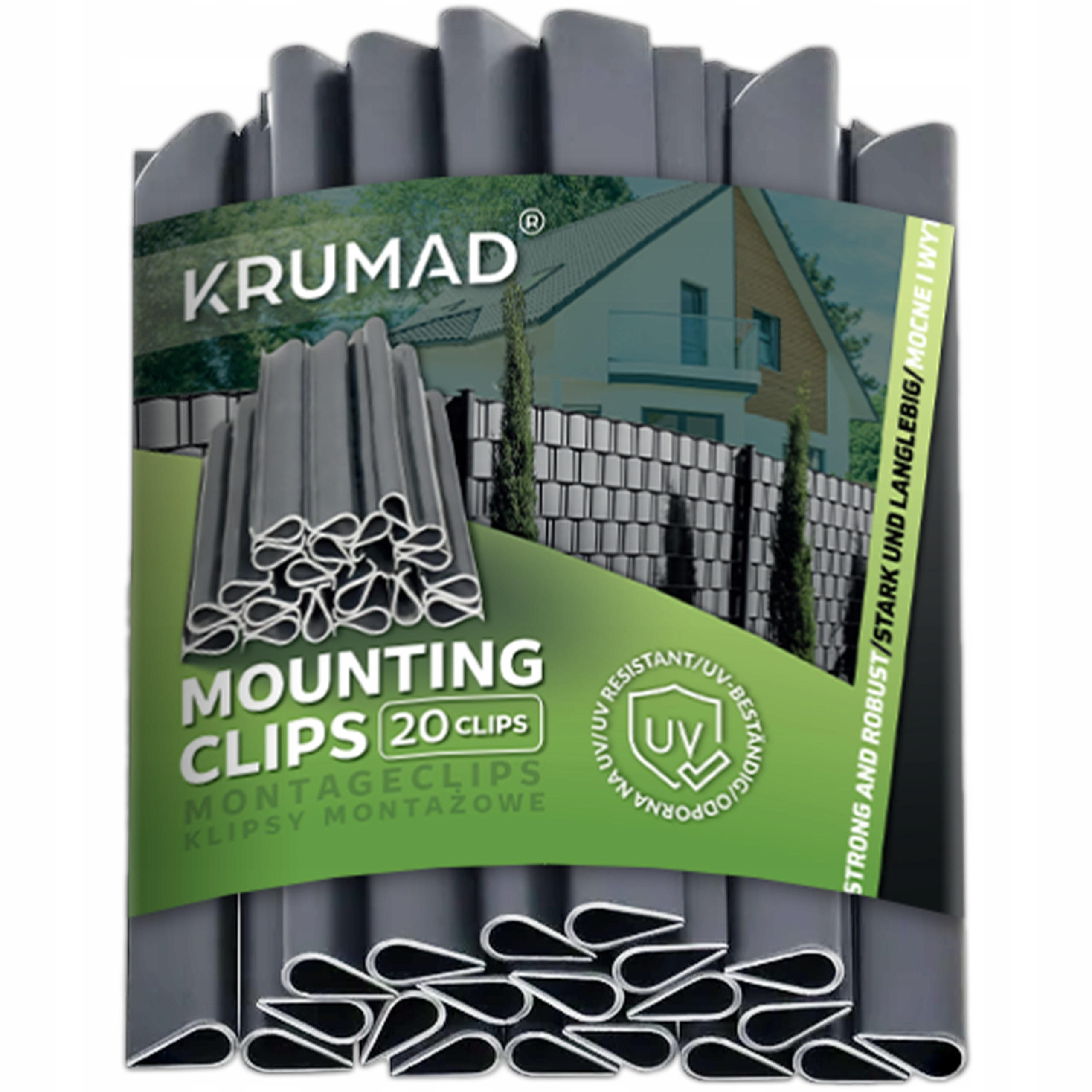 Krumad Befestigungsclips Dunkelgrau 1.25x19 cm