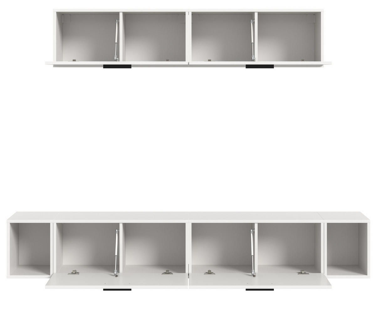 WOHNWAND weiß 202 cm, Schrankwand mit Soft-Close - Schwarz/Weiß, Holzwerkstoff/Kunststoff (202/184/34cm) - Inn.Furn