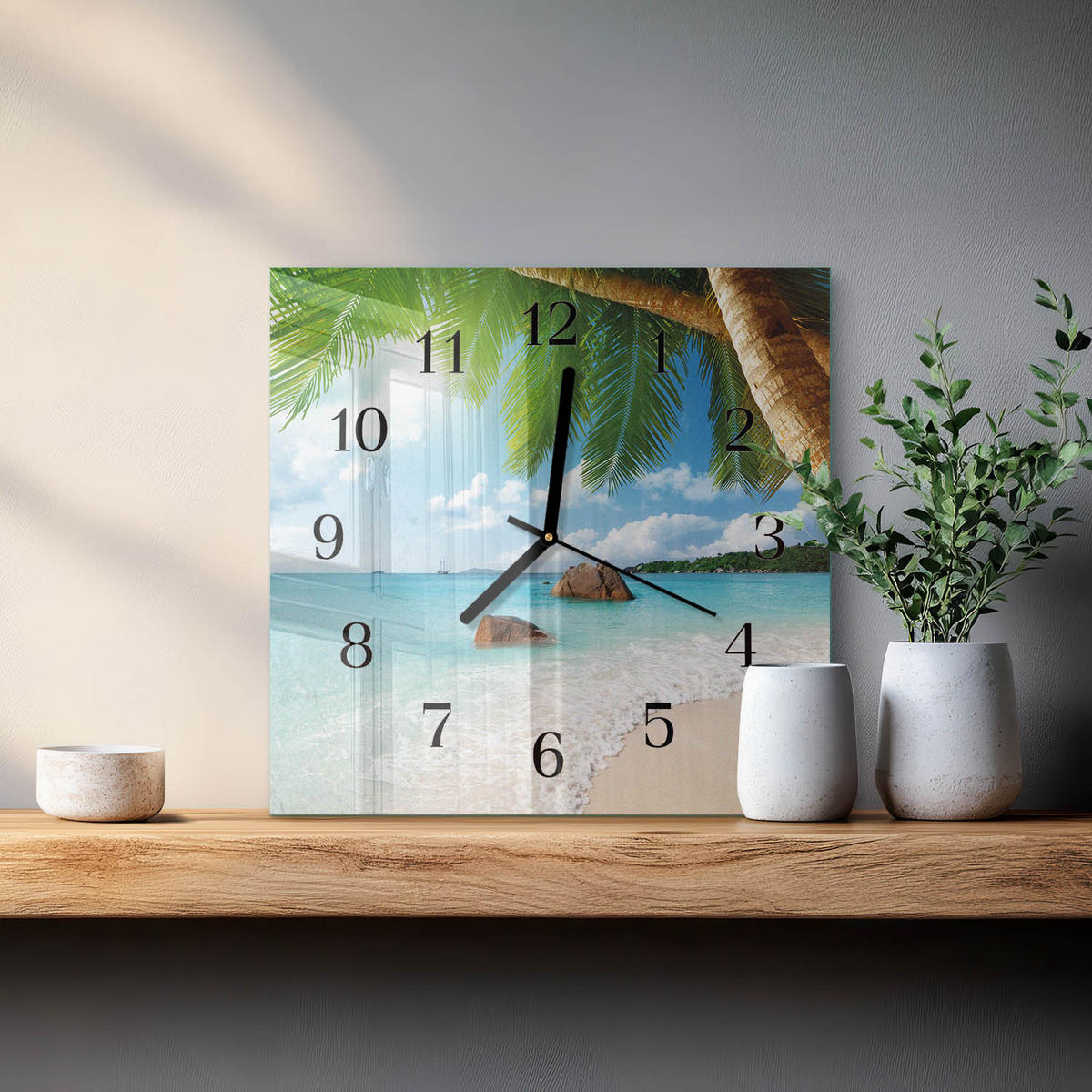 WANDUHR 30x30 cm - Insel - Blau, Glas (30/30/0.4cm) - TULUP