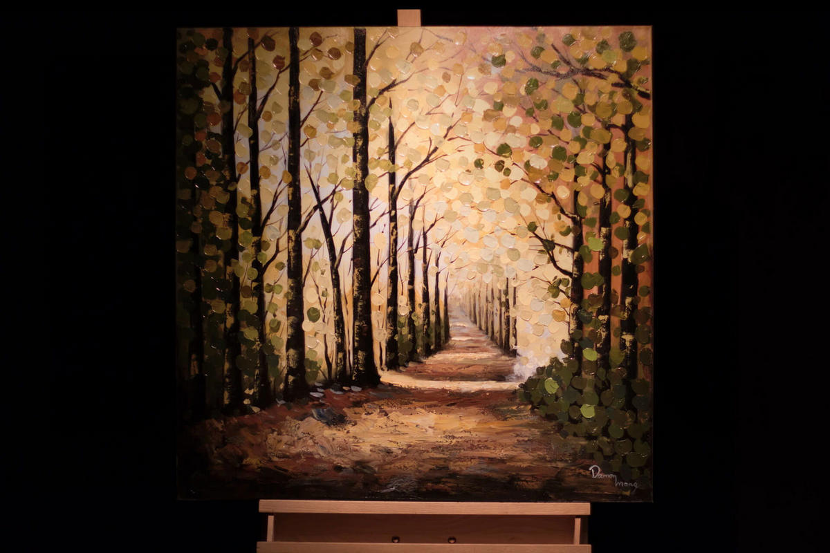 ACRYLBILD HANDGEMALT 80/80 cm - Braun/Grün, Holz/Textil (1.5/80cm) - KUNSTLOFT