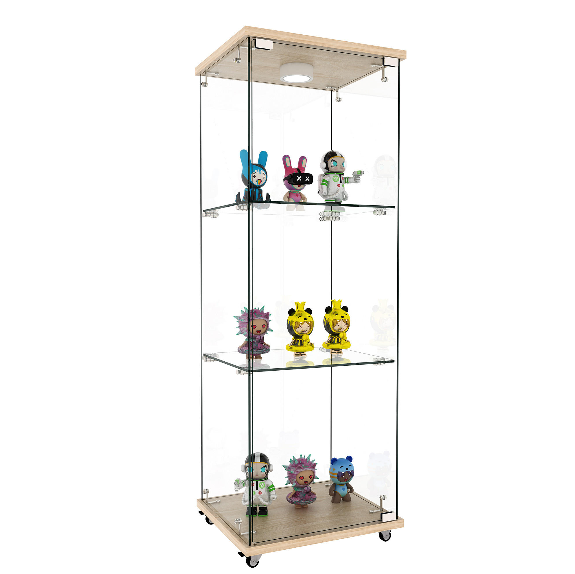 OKWISH VITRÍNA 120/42,5/36,5 cm přírodní z MDF a skla s LED osvětlením