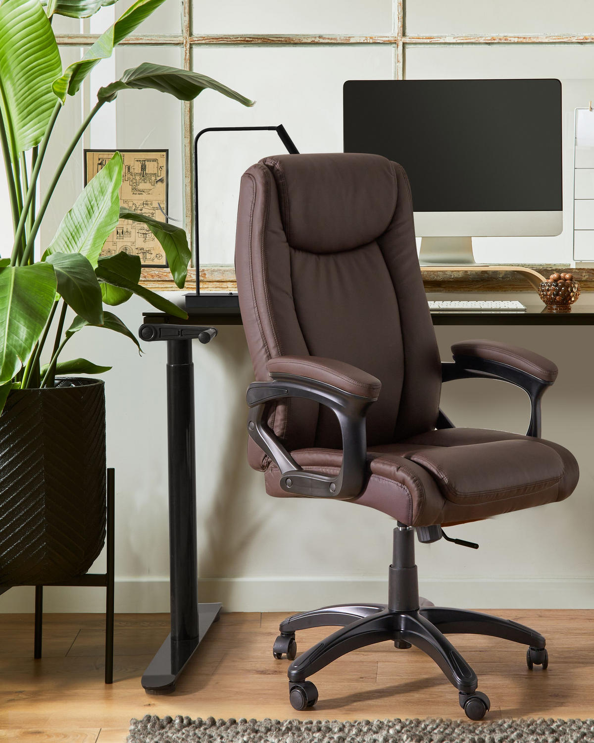 CHEFSESSEL Kunstleder Dunkelbraun Graceful - Dunkelbraun, Kunststoff (70/119/70cm) - Beliani