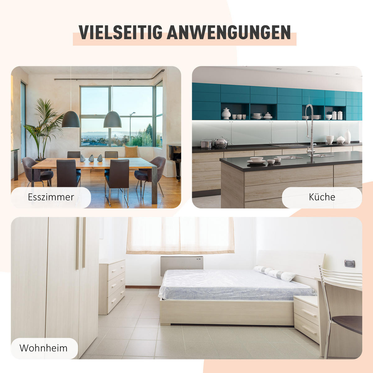 KLAPPTISCH Esstisch Beistelltisch Eiche Metallrahmen Küche Wohnzimmer Natur+Weiß - Naturfarben, Kunststoff (60/75/169cm) - HOMCOM