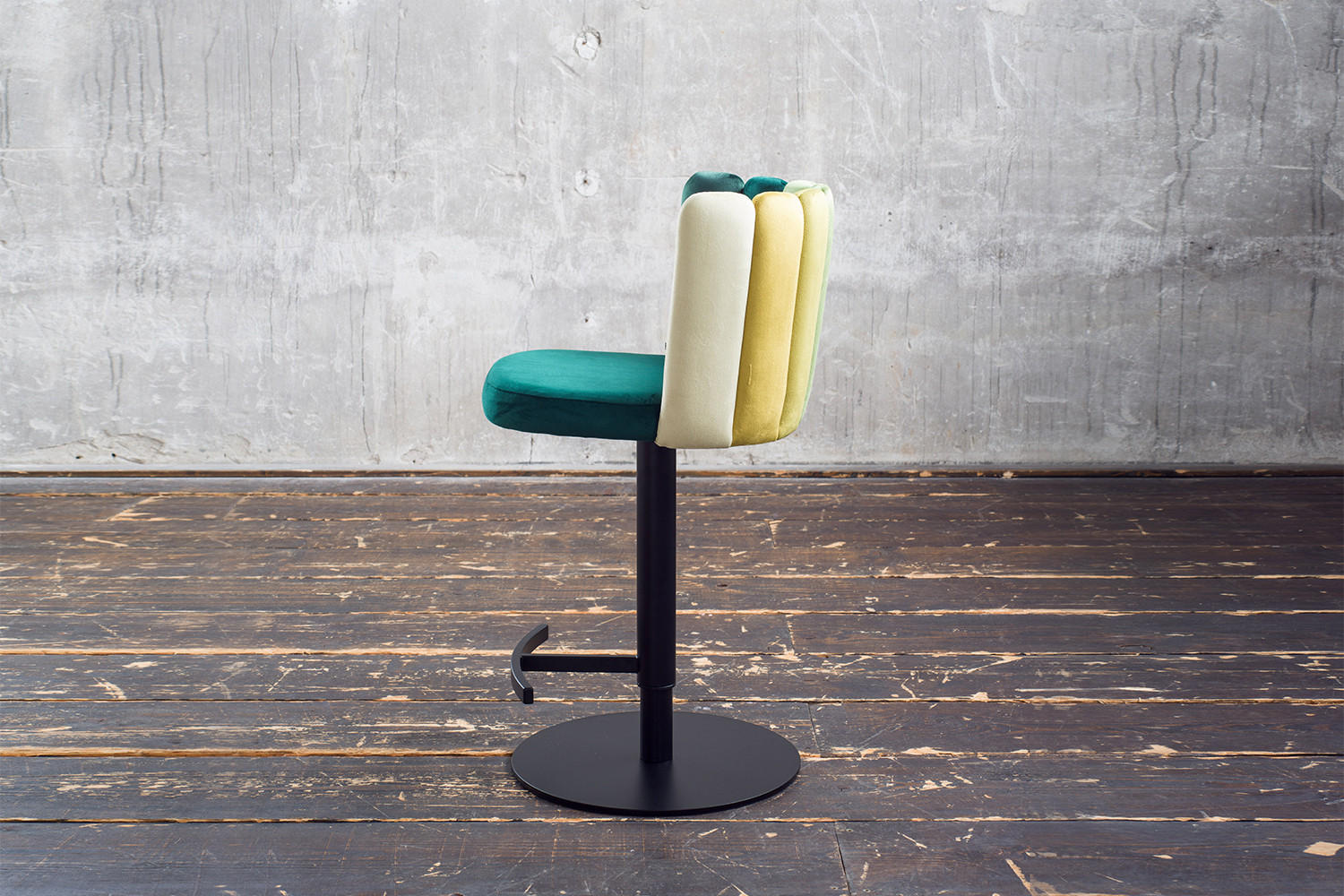 BARHOCKER JADA Grün Velvet - Schwarz/Grün, Kunststoff/Textil (55/85/53cm) - KAWOLA