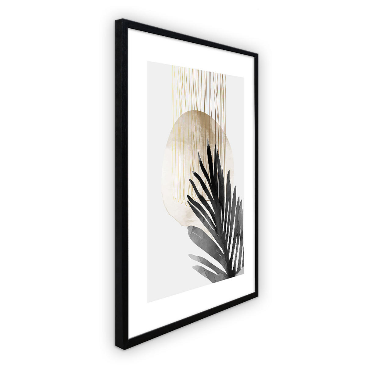 POSTER mit Rahmen 40x50 cm abstrakt schwarz gold beige - Beige, Holz (41/51cm) - artissimo
