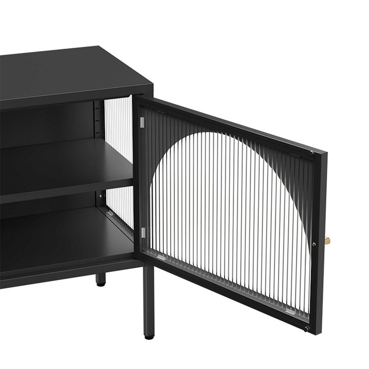TV-SCHRANK 115 cm, Schwarz - Schwarz, Metall (35/60/115cm) - Oviala