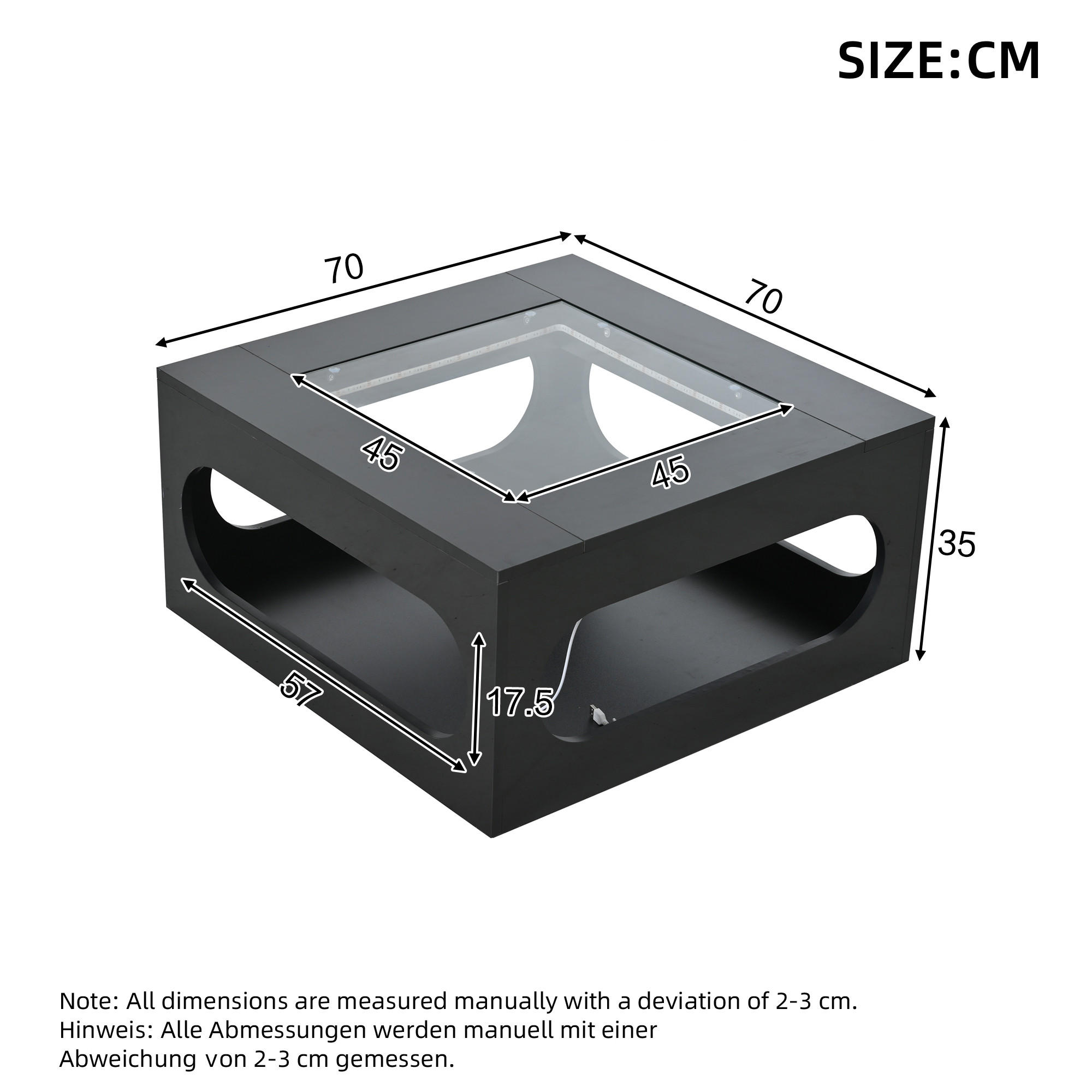 Pangivo Couchtisch Schwarz 70x35x70 cm