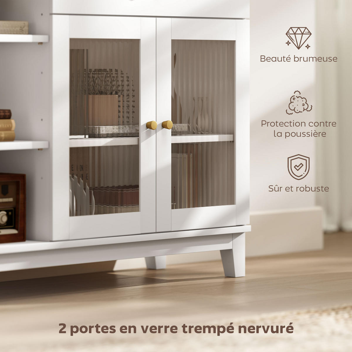 SIDEBOARD Weiß Eichefarben 100/35/80 cm - Weiß, Holzwerkstoff (100/80.3/35cm) - PANGIVO