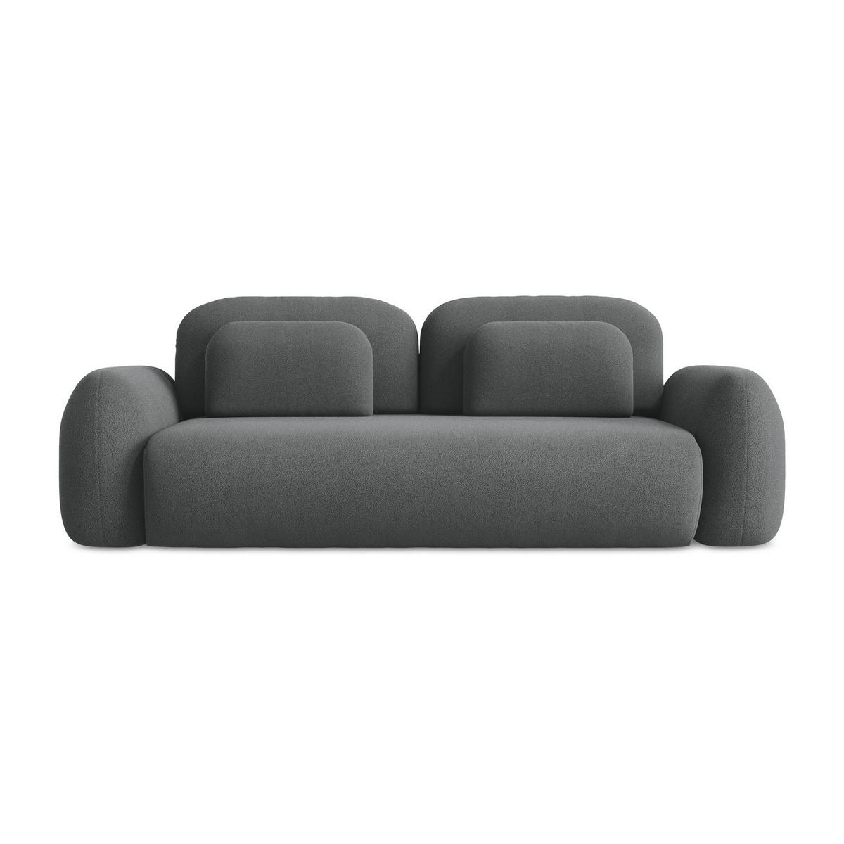 3-SITZER SOFA mit Schlaffunktion Bouclé Stoff Grau - Dunkelgrau/Schwarz, Holzwerkstoff/Kunststoff (266/95/121cm) - LaMiaSofa