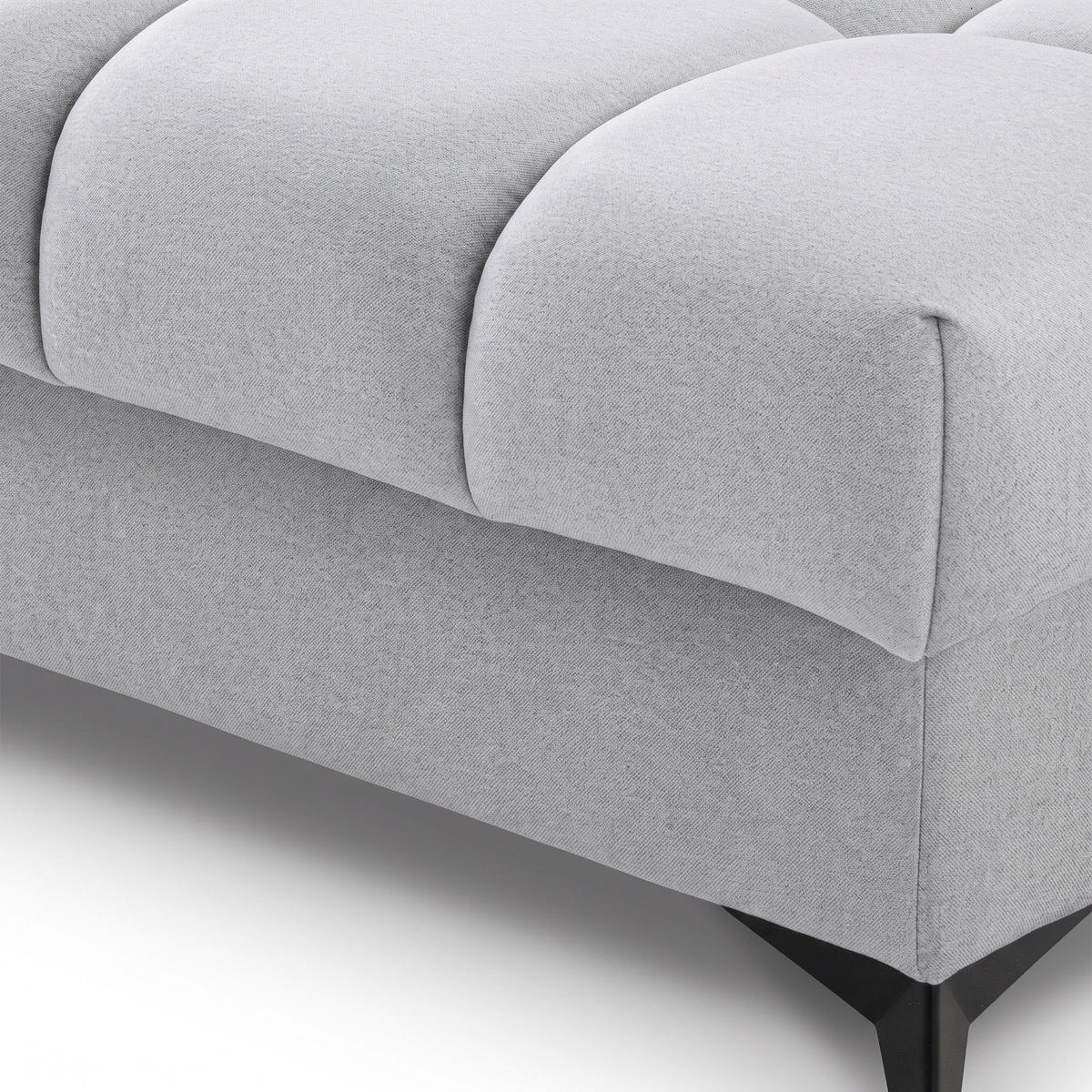 ECKSOFA PUDDING S Rechts mit Schlaffunktion 125x195 Velours Hellgrau - Hellgrau/Schwarz, Holz/Textil (275/177cm) - Muffo
