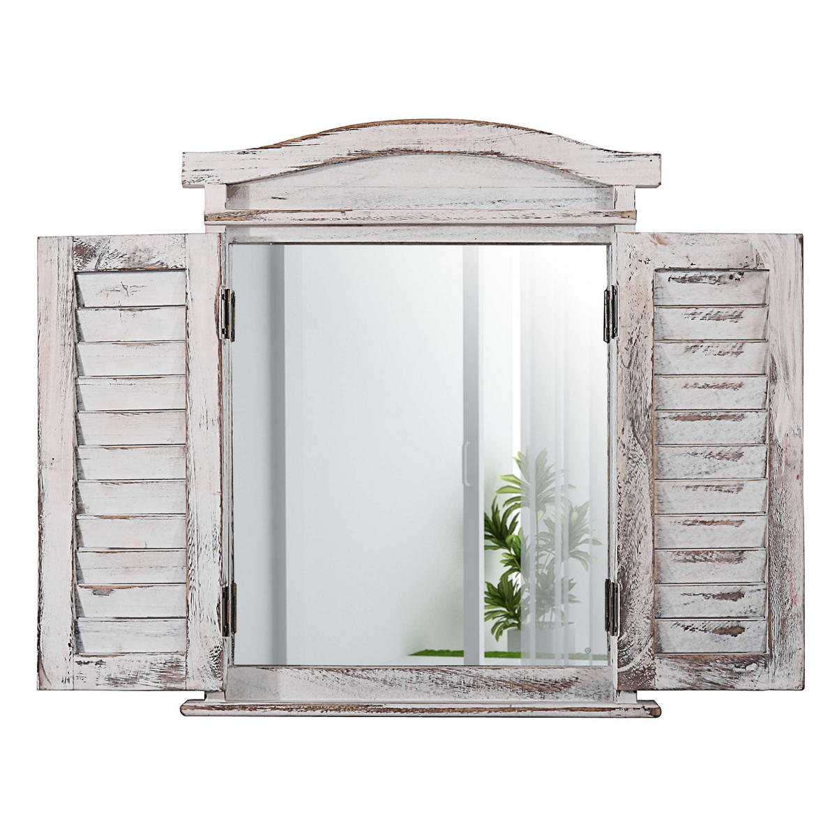 WANDSPIEGEL MIT FENSTERLÄDEN Weiß - Weiß, Holz (42/53/5cm) - MCW