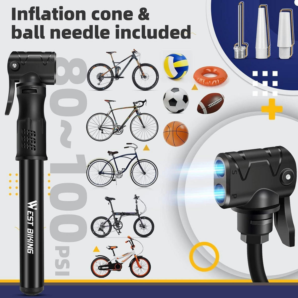 FAHRRADPUMPE Mini Aluminium mit Halterung für alle Ventile - Schwarz, Metall (4.3/1/22.5cm)
