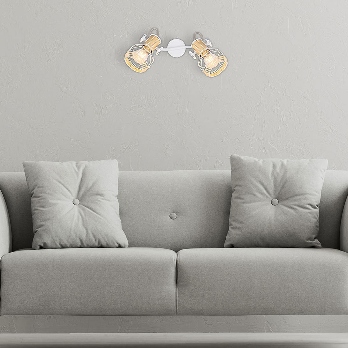 DECKENLEUCHTE Metall Weiß Holzoptik - Weiß, Holz (29.6/23/19cm)