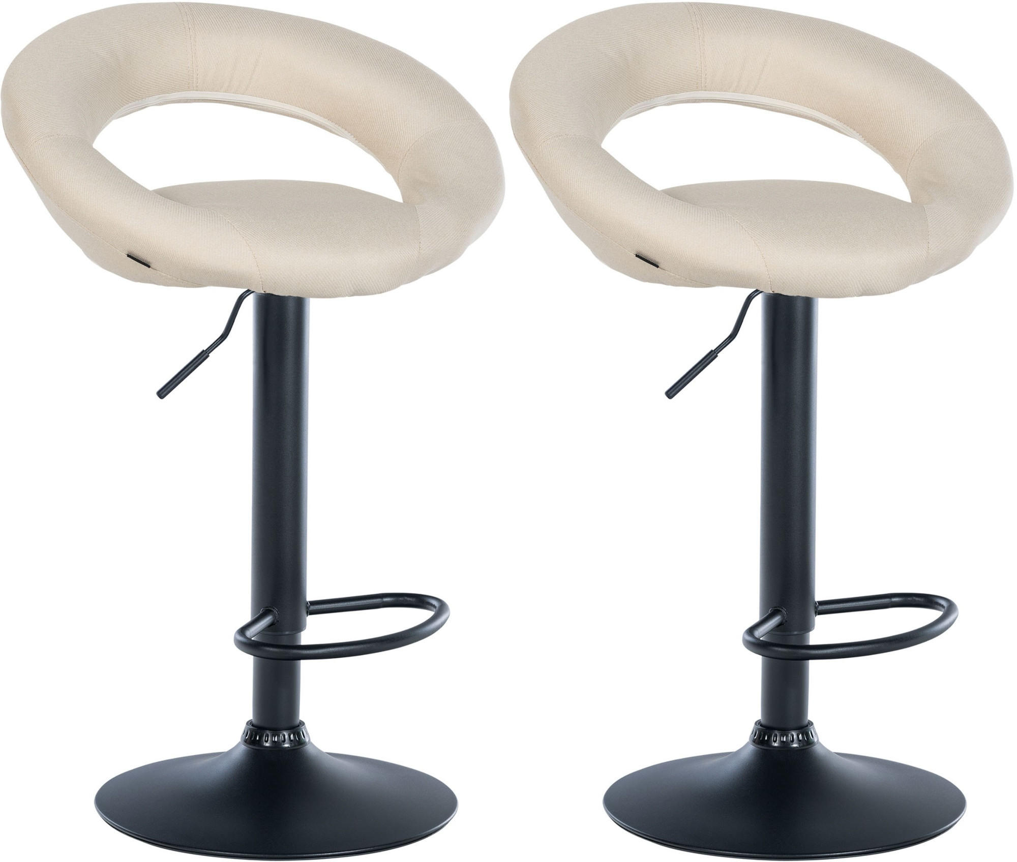 BARHOCKER 2er Set Stoff creme - Creme/Schwarz, Textil/Metall (52/77/47cm) - CLP