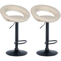 BARHOCKER 2er Set Stoff creme - Creme/Schwarz, Textil/Metall (52/77/47cm) - CLP