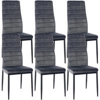 STUHL 6er Set Samt grau - Grau, Textil/Metall (41.5/99/40cm) - CLP