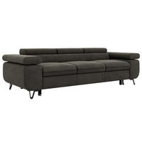 TŘÍMÍSTNÁ POHOVKA PETER 3 s rozkládací funkcí - Tmavě šedá Samet - černá/tmavě šedá, kov/textil (262/76/99cm) - MKS