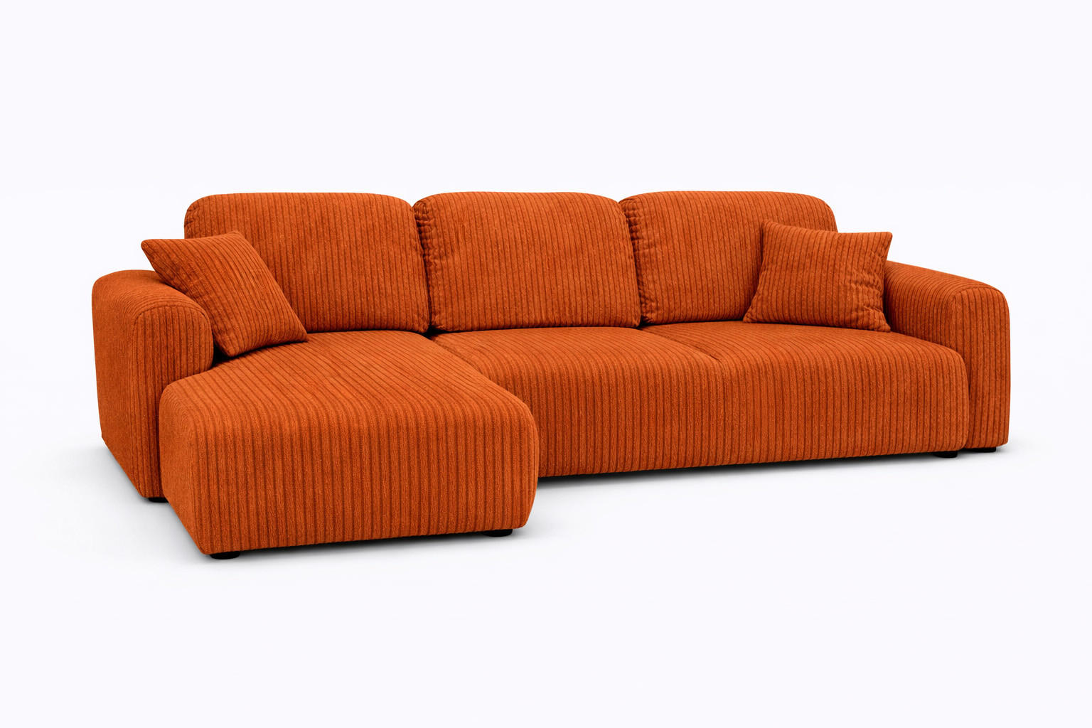 ECKSOFA Mit Schlaffunktion Und Bettkasten, Sofa L-Form Bingo L, Cordstoff Poso, Kupfer, Links - Orange, Holz (250/142cm) - Kaiser Möbel