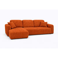 ECKSOFA Mit Schlaffunktion Und Bettkasten, Sofa L-Form Bingo L, Cordstoff Poso, Kupfer, Links - Orange, Holz (250/142cm) - Kaiser Möbel