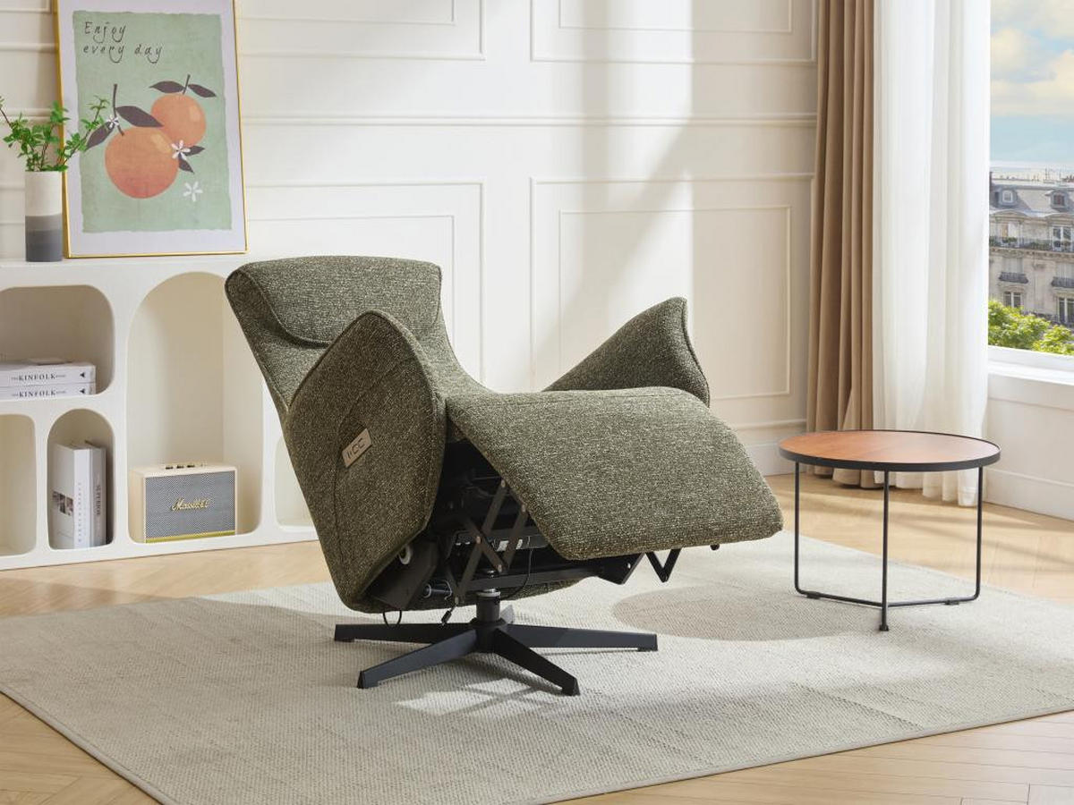 ELEKTRISCHER Relaxsessel - Stoff strukturiert - Grün - TASEMO - Grün, Textil (86/112/76.5cm) - Vente-Unique