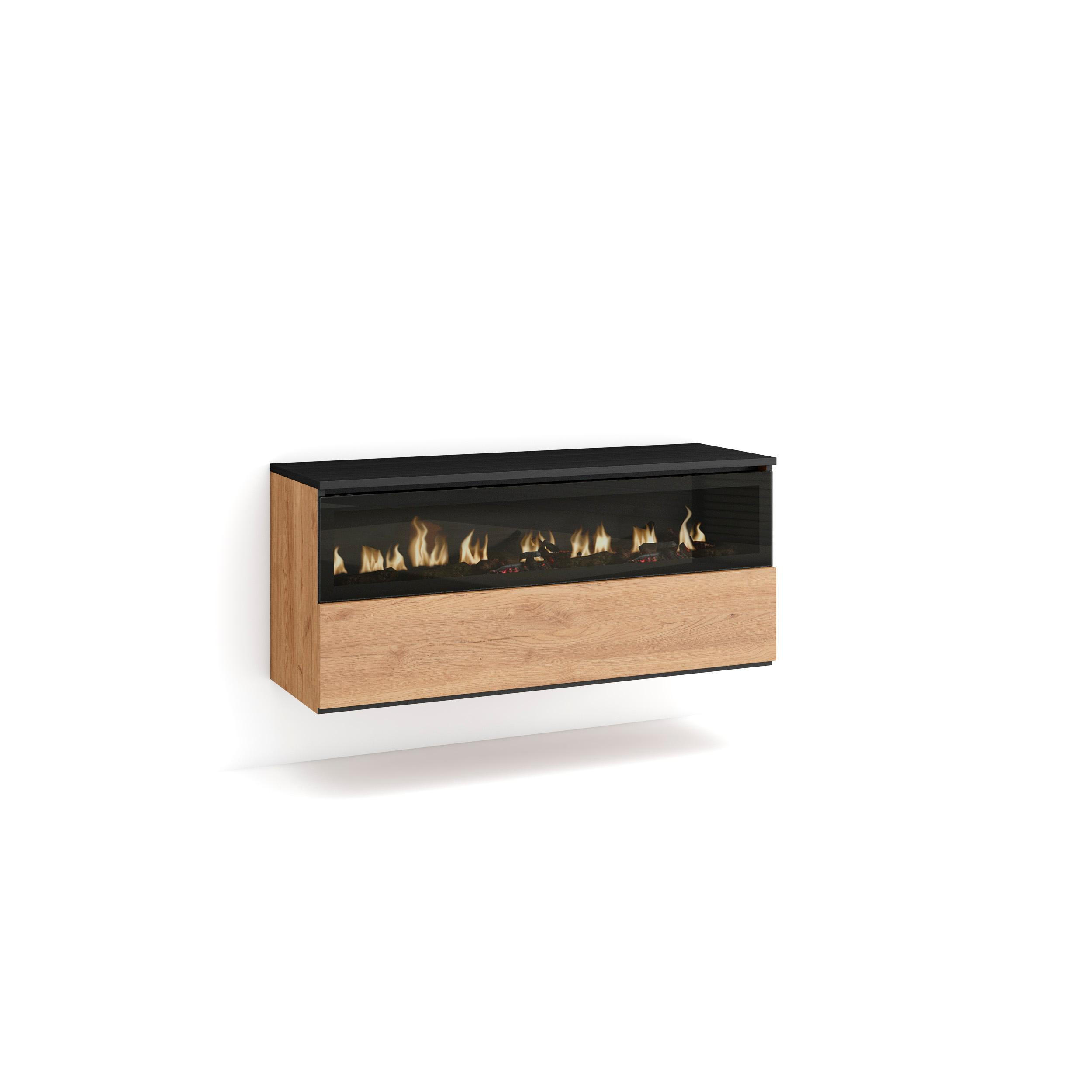 ELEKTROKAMIN LED, Hängend, eiche, schwarz, 102/35/45cm - Eichefarben, Holzwerkstoff (102/45/35cm) - Skraut Home