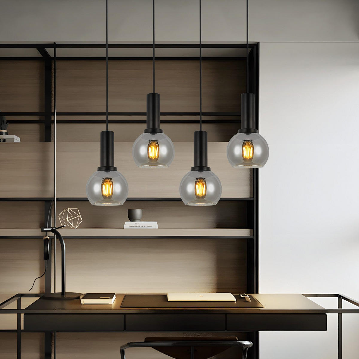 HÄNGELEUCHTE Krenq 13/145/55 cm - Schwarz, Metall (55/13/145cm) - ZMH