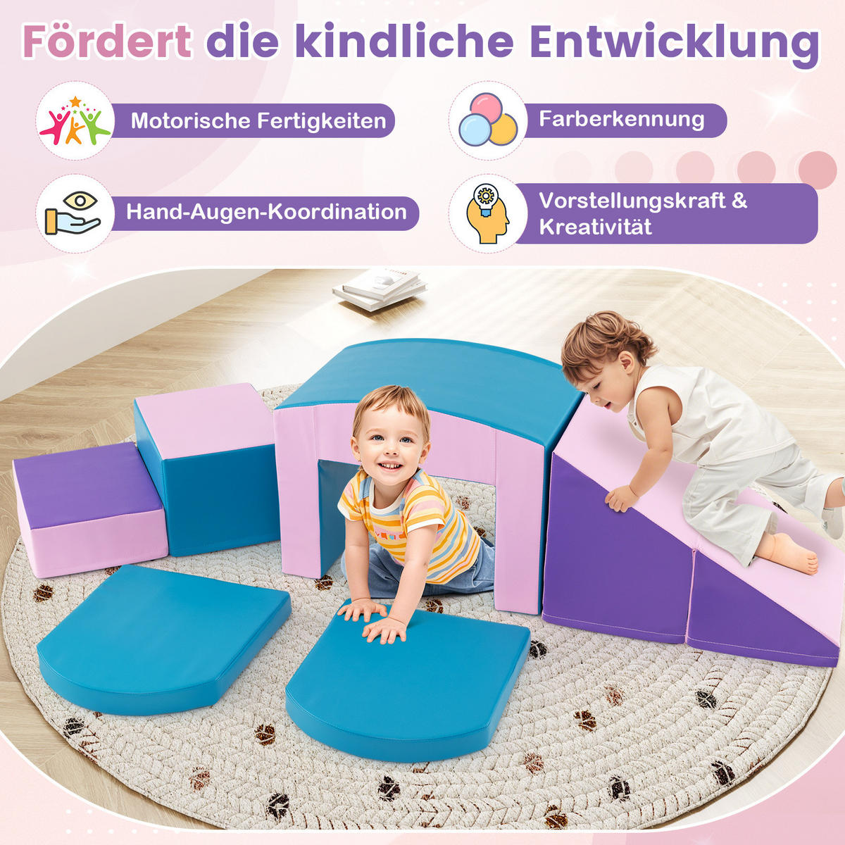 SCHAUMSTOFFBLOCK Blau (7-teilig) - Blau, Leder (30/25/40cm) - COSTWAY