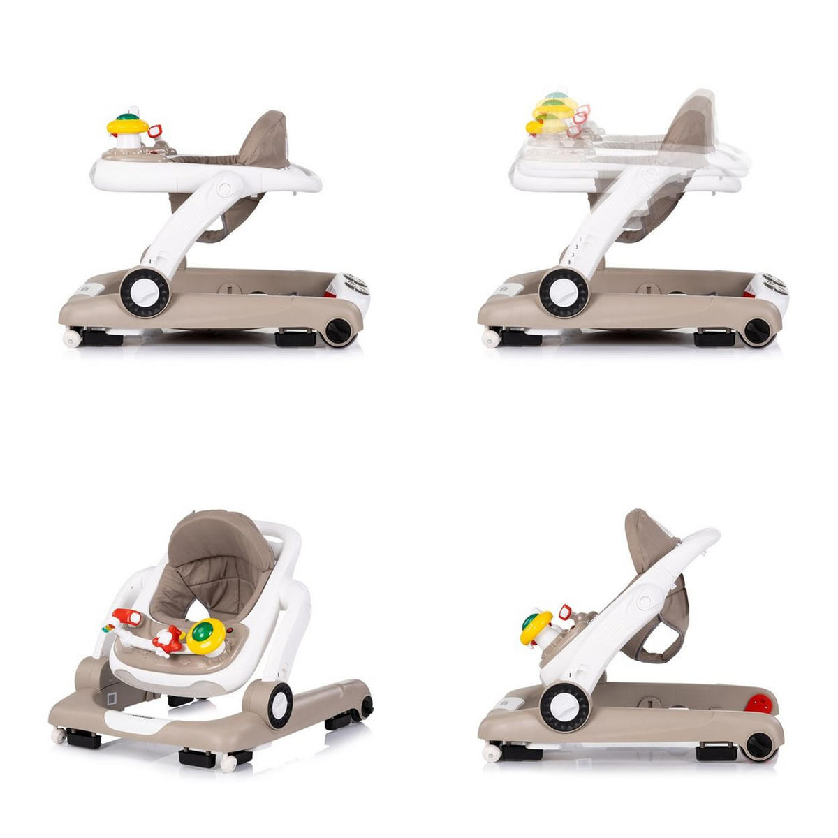 LAUFLERNHILFE little Explorer beige 4 in 1 Laulernwagen Musik Stopper Räder - Beige, Kunststoff (58/55/68cm) - Chipolino