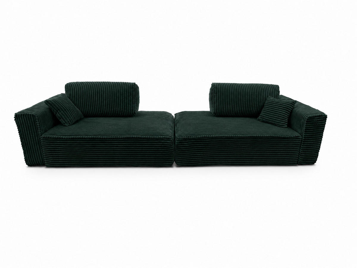 BIGSOFA COZI, Dunkelgrün mit Cordbezug - Dunkelgrün, Kunststoff/Textil (240/87/180cm) - KS Home Concept
