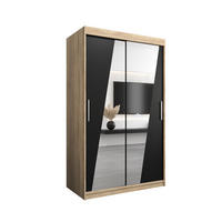 SCHWEBETÜRENSCHRANK 200/120/62 2-türig - Silberfarben/Schwarz, Holz/Kunststoff (120/200/62cm) - Abiks Möbel