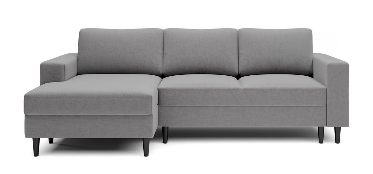 ECKSOFA Nalika Grau Velours - Schwarz/Grau, Holz/Textil (230/143cm) - Selsey