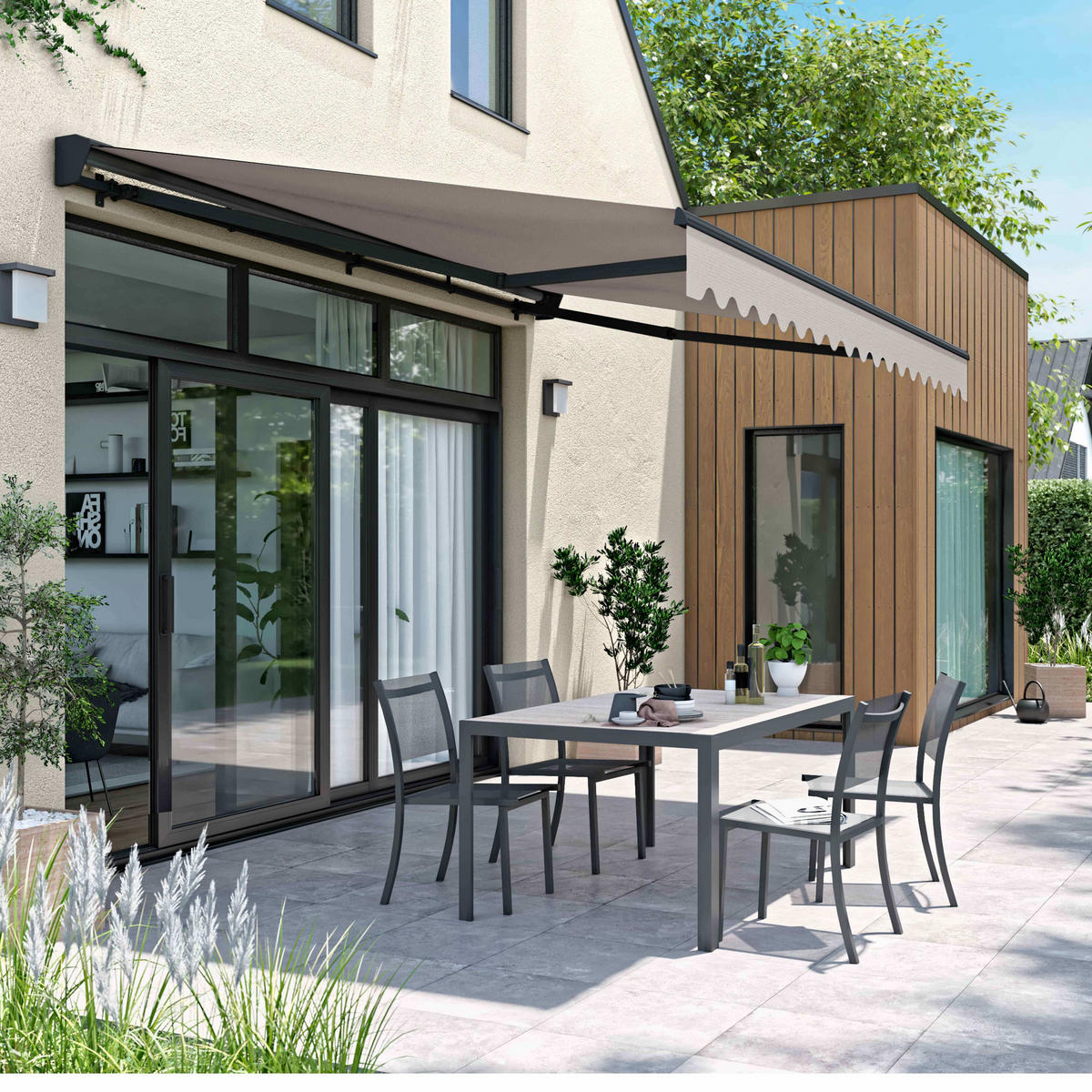 MARKISE elektrisch, Taupe - Taupe, Metall (300/1/400cm) - Oviala