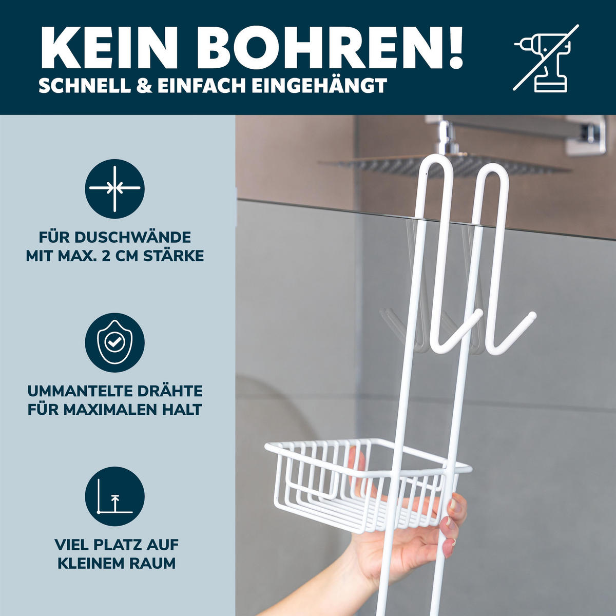 DUSCHREGAL, weiß, Metall - Weiß, Metall (18.5/70/20cm) - bremermann