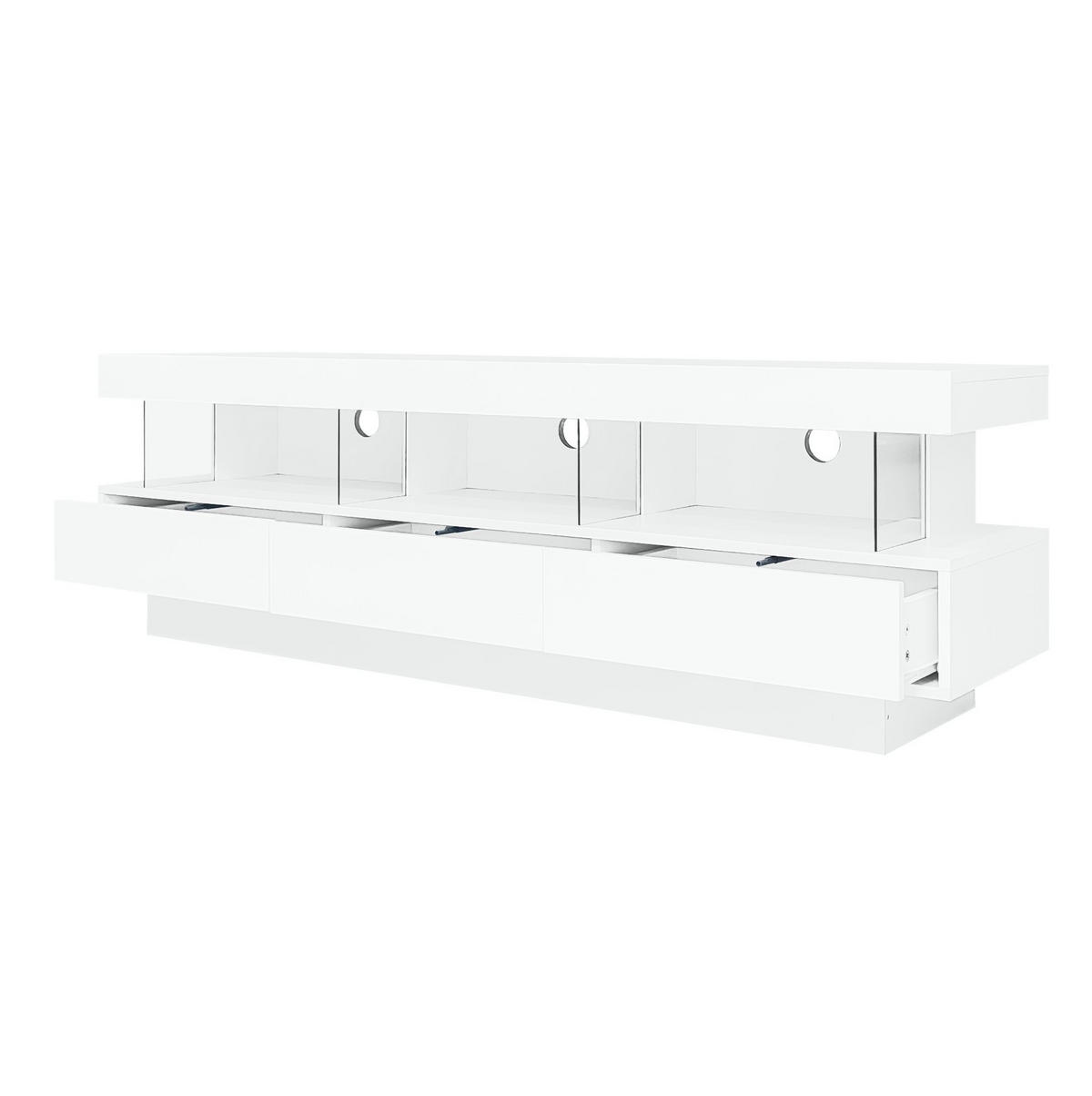 LOWBOARD 160/38/50.5 cm Weiß aus Spanplatte mit Hochglanz und LED-Beleuchtung - Weiß, Holzwerkstoff (38/50.5/160cm) - OKMYHOME