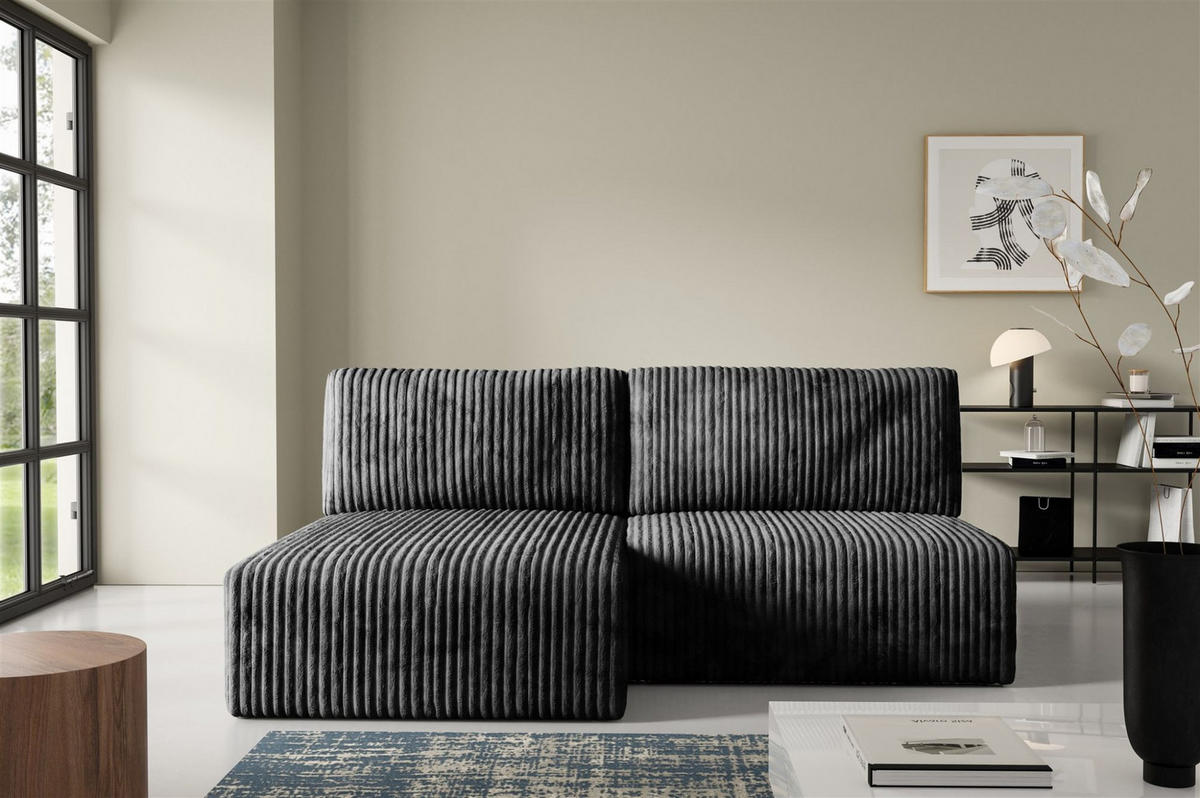 ECKSOFA Natalia Xs - Schwarz, Holzwerkstoff/Textil (149/210cm) - Fun Möbel